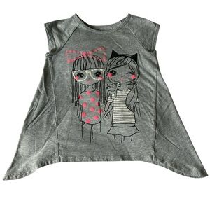 Girls Okie dokie size 5 tee t-shirt cat best friends graphic tee